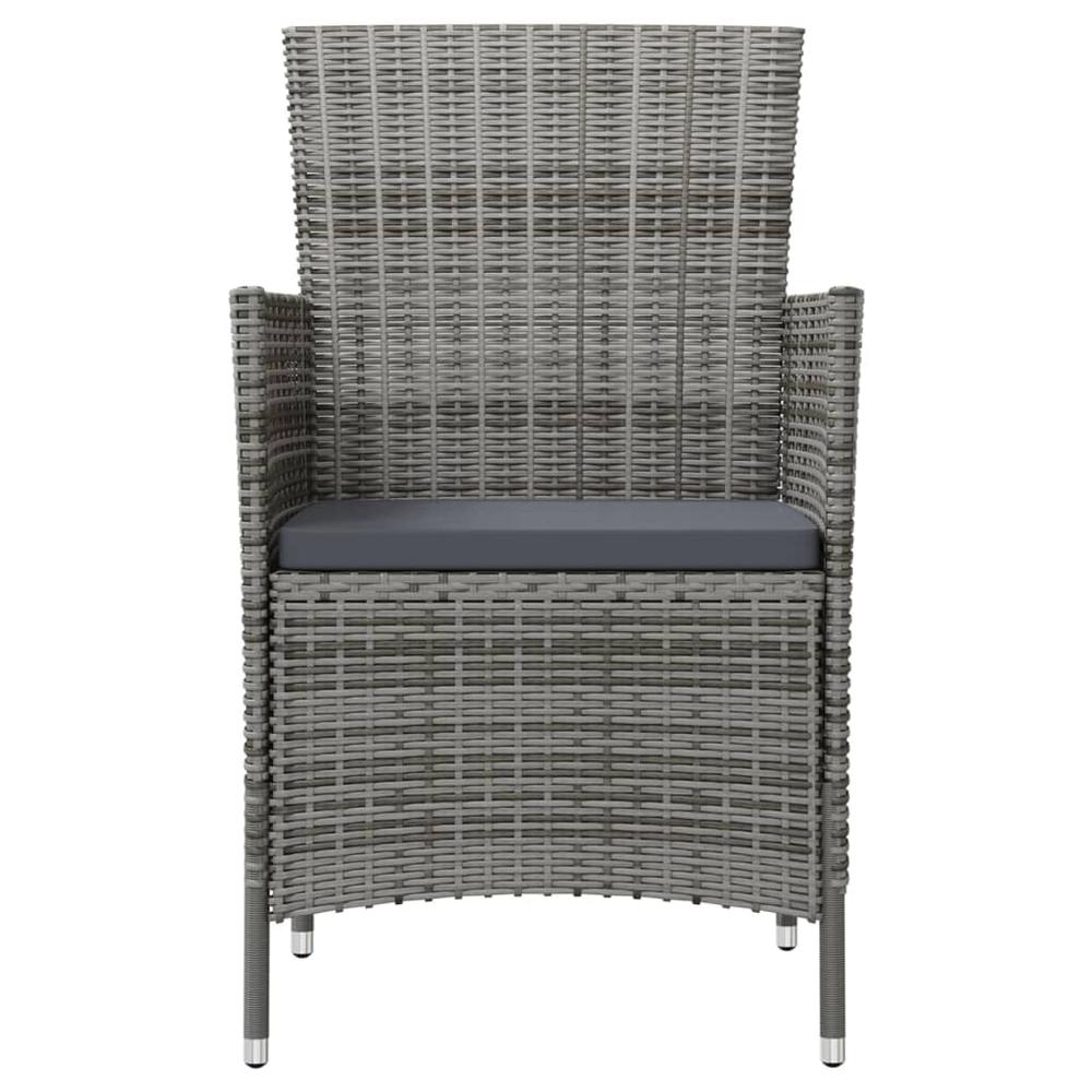 vidaXL Patio Chairs with Cushions 2 pcs Poly Rattan Gray. Picture 3