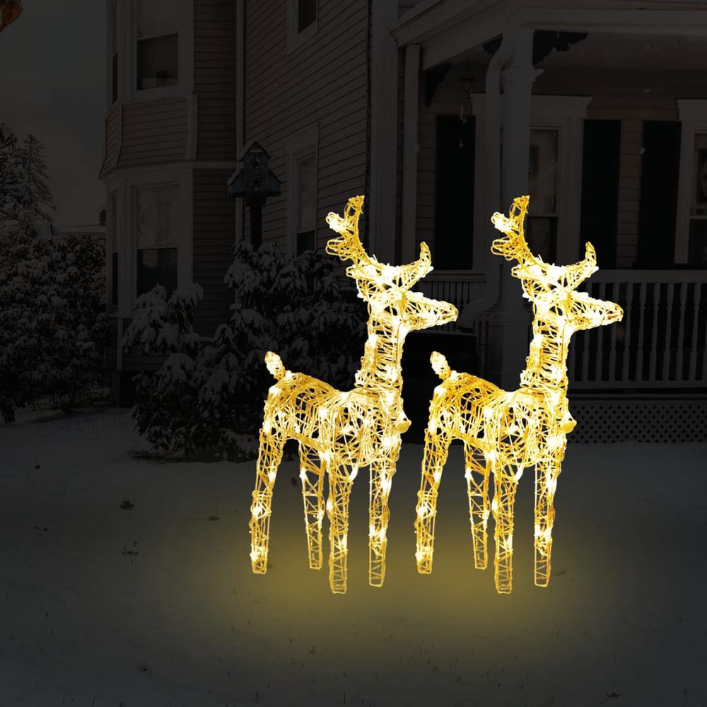 vidaXL Christmas Reindeers 2 pcs Warm White 80 LEDs Acrylic. Picture 1