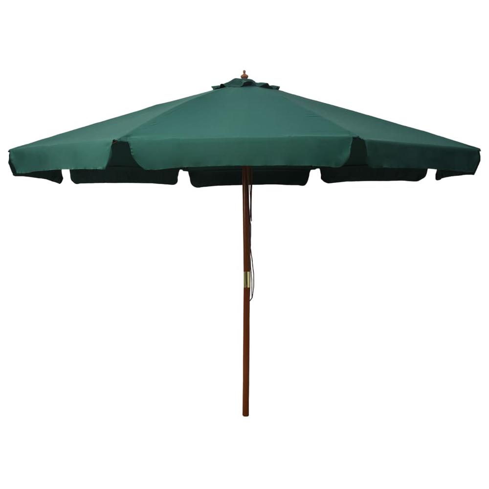vidaXL Outdoor Parasol with Wooden Pole 129.9" Green. Picture 1