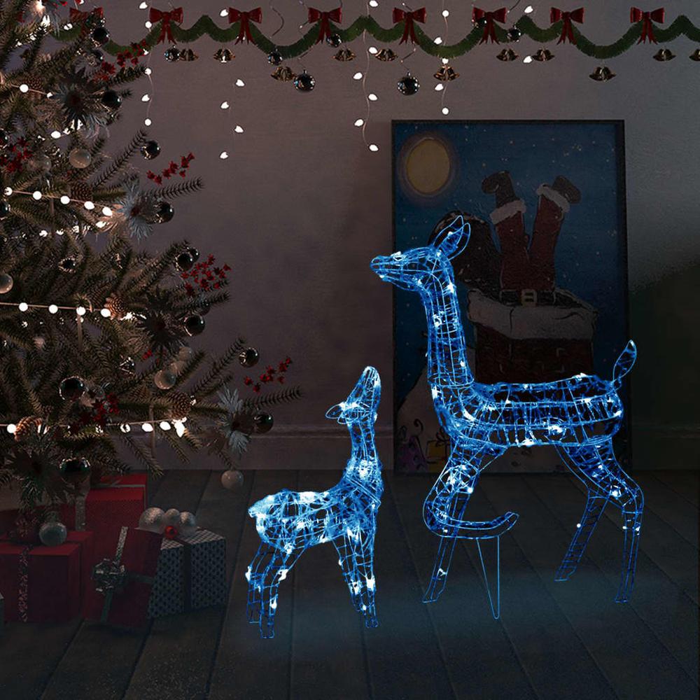 vidaXL Acrylic Reindeer Family Christmas Decoration 160 LED Blue. Picture 1