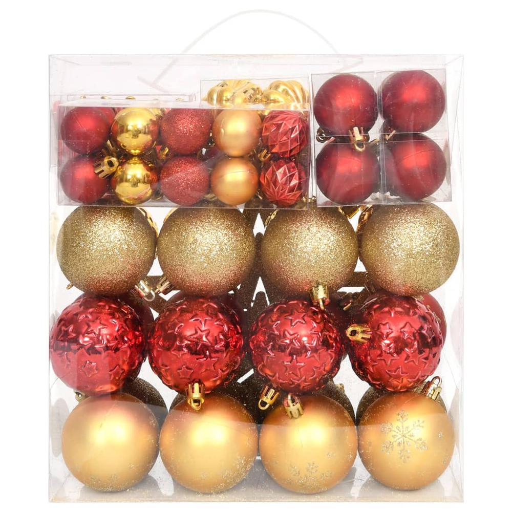 vidaXL 70 Piece Christmas Bauble Set Gold and Red. Picture 3