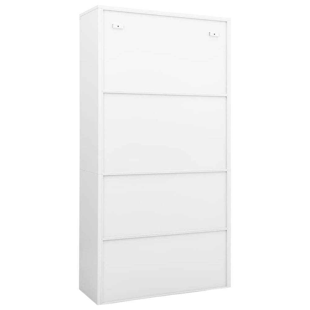 vidaXL Office Cabinet White 35.4"x15.7"x70.9" Steel, 335946. Picture 4