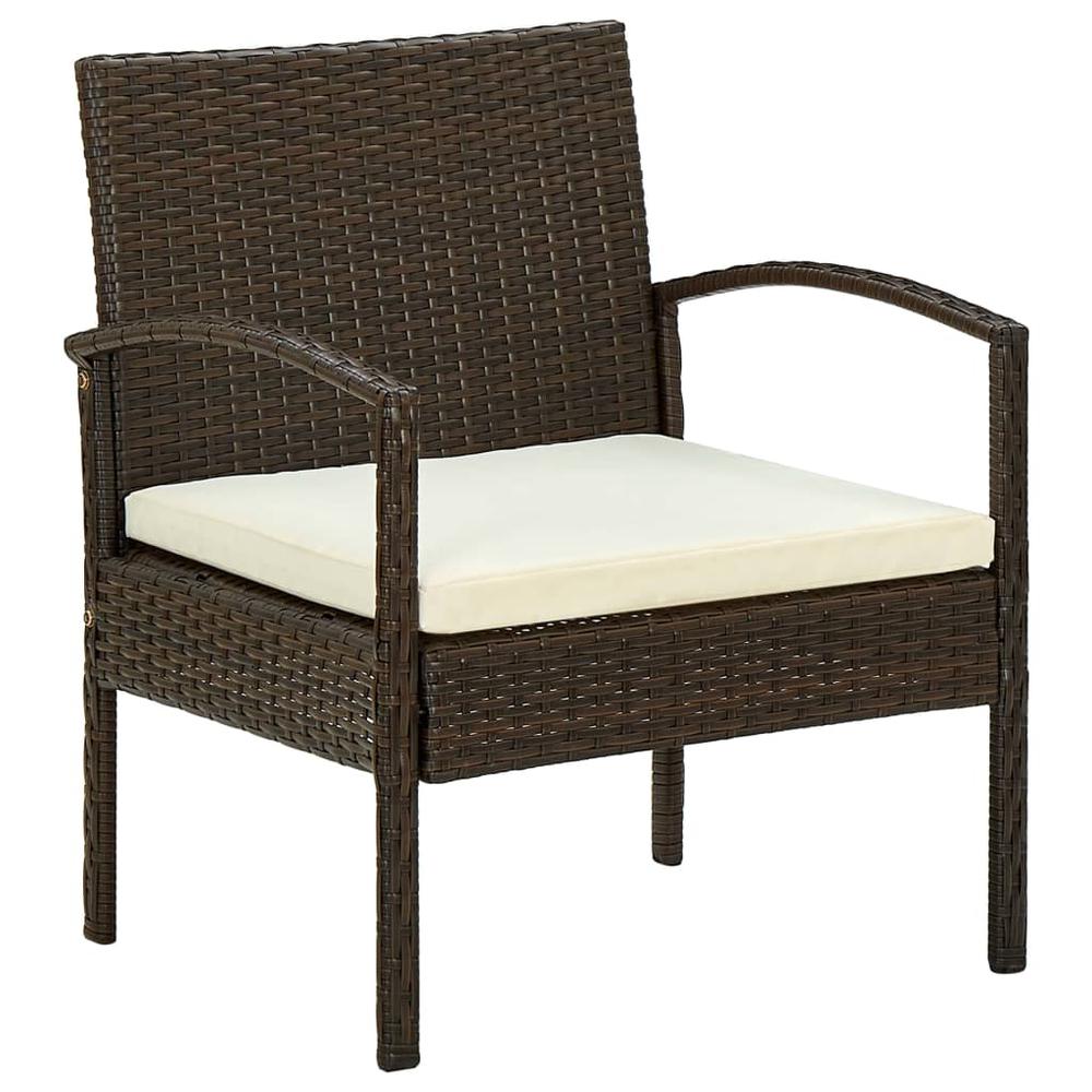 vidaXL Patio Chair with Cushion Poly Rattan Brown. Picture 1