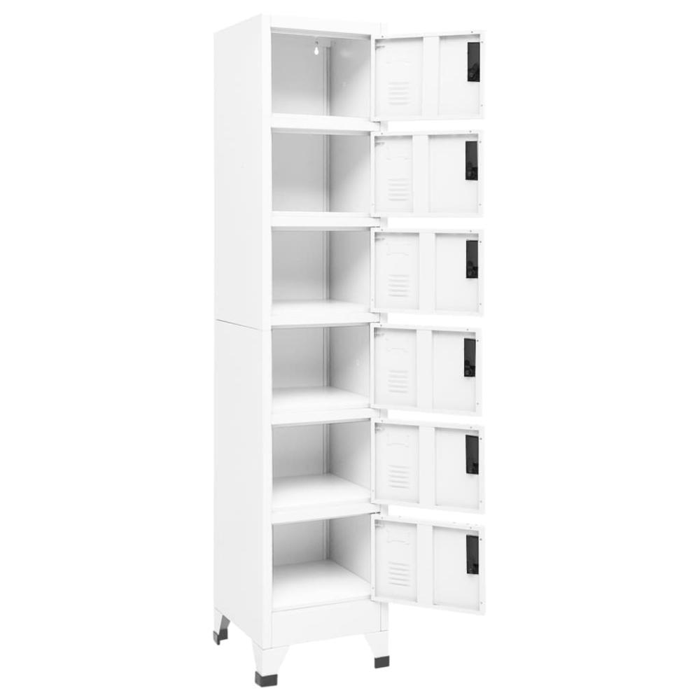 vidaXL Locker Cabinet White 15"x15.7"x70.9" Steel, 339792. Picture 3