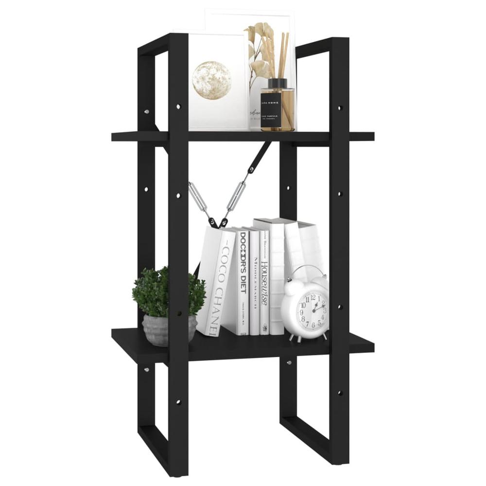 vidaXL 2-Tier Book Cabinet Black 15.7"x11.8"x27.6" Engineered Wood. Picture 3