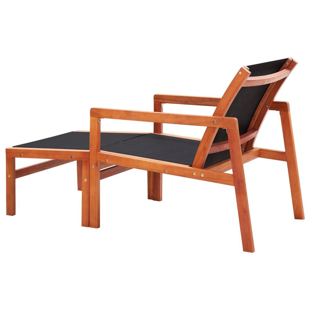 vidaXL Patio Chair with Footrest Solid Eucalyptus Wood and Textilene, 316129. Picture 4