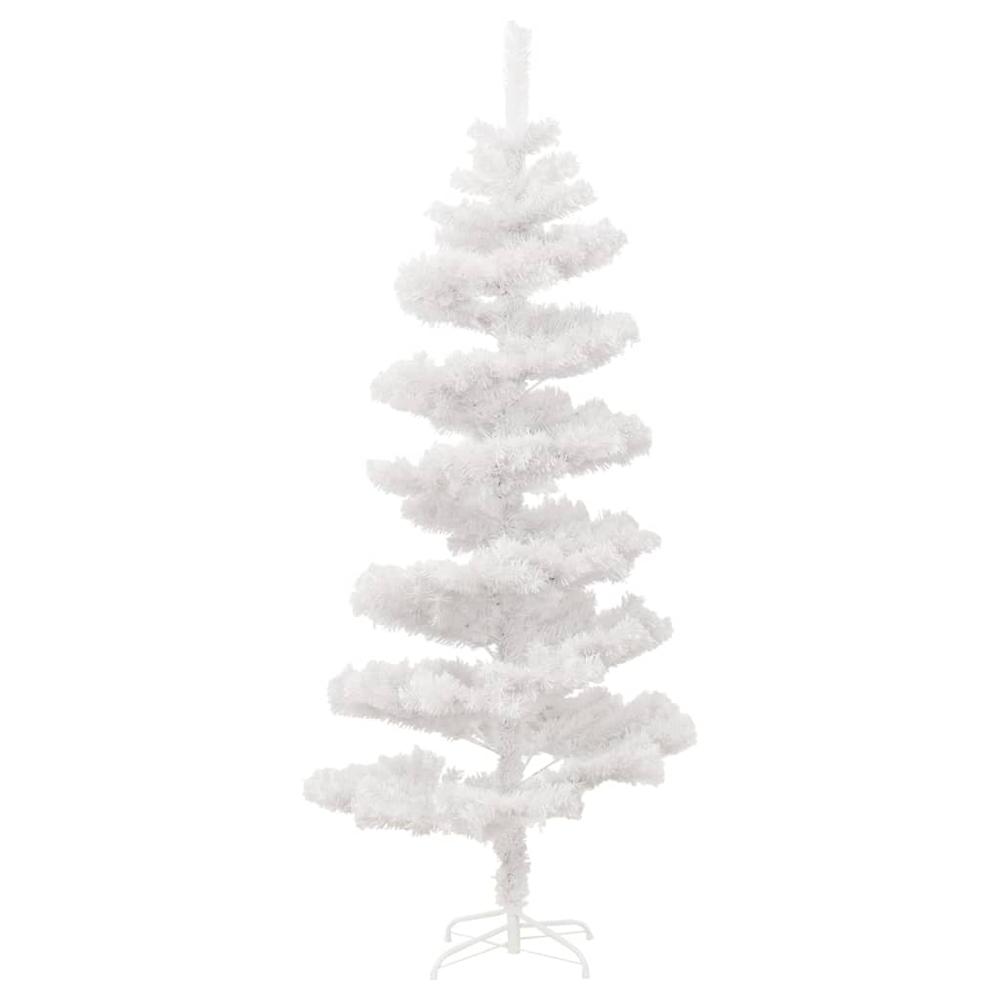 vidaXL Swirl Christmas Tree with Stand and LEDs White 70.9" PVC. Picture 4
