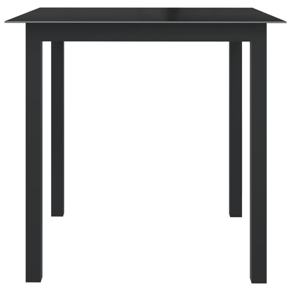 vidaXL Patio Table Black 31.5"x31.5"x29.1" Aluminum and Glass. Picture 2