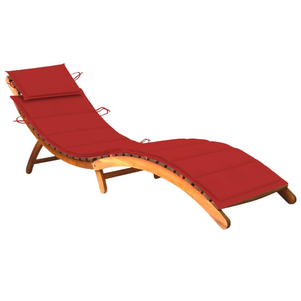 vidaXL Patio Sun Lounger with Cushion Solid Acacia Wood, 3061578. Picture 1