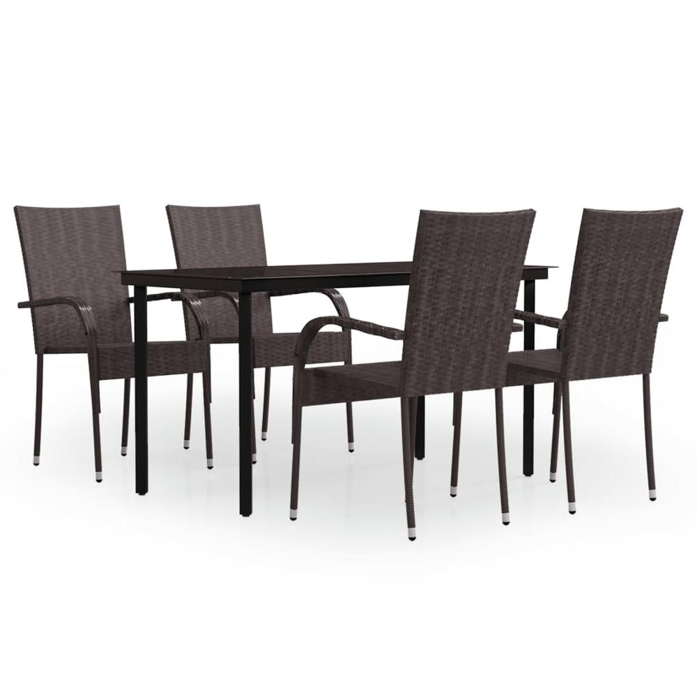 vidaXL 5 Piece Patio Dining Set Brown and Black, 3099385. Picture 2