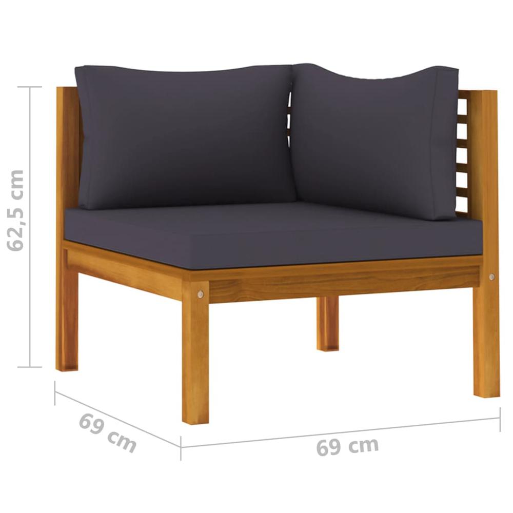 vidaXL 2 Piece Sofa Set with Dark Gray Cushions Solid Acacia Wood. Picture 11
