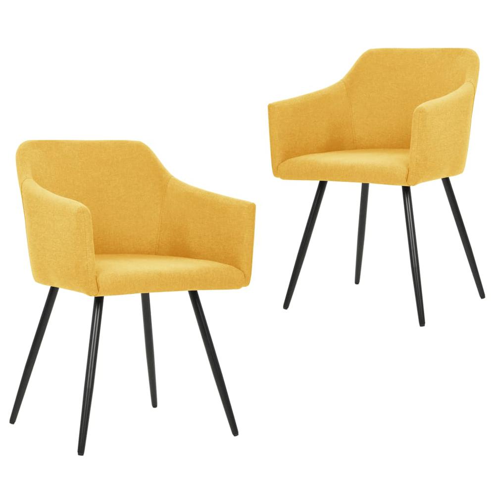 vidaXL Dining Chairs 2 pcs Yellow Fabric, 323100. Picture 1
