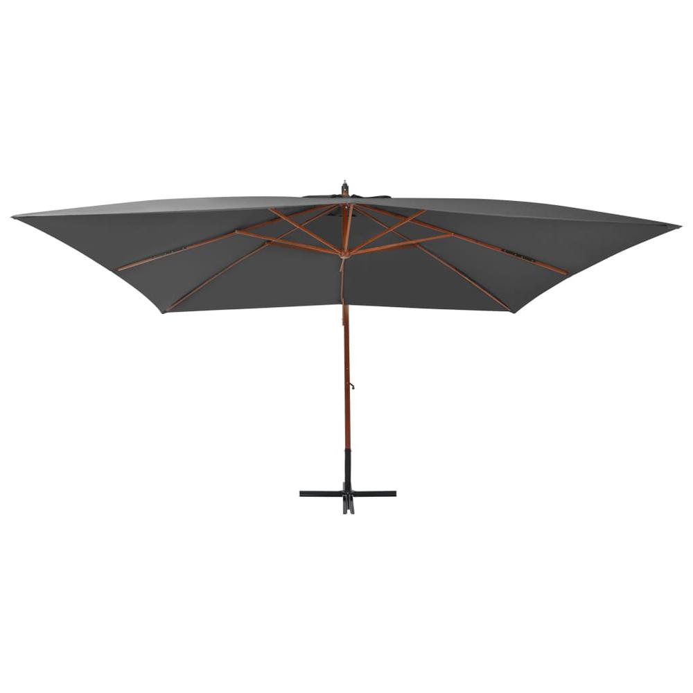 vidaXL Cantilever Umbrella with Wooden Pole 157.5"x118.1" Anthracite. Picture 2