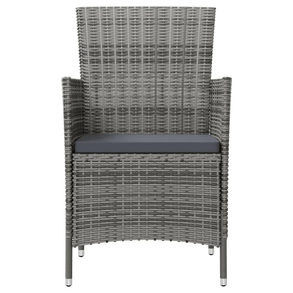 vidaXL Patio Chairs with Cushions 4 pcs Poly Rattan Gray, 316690. Picture 4