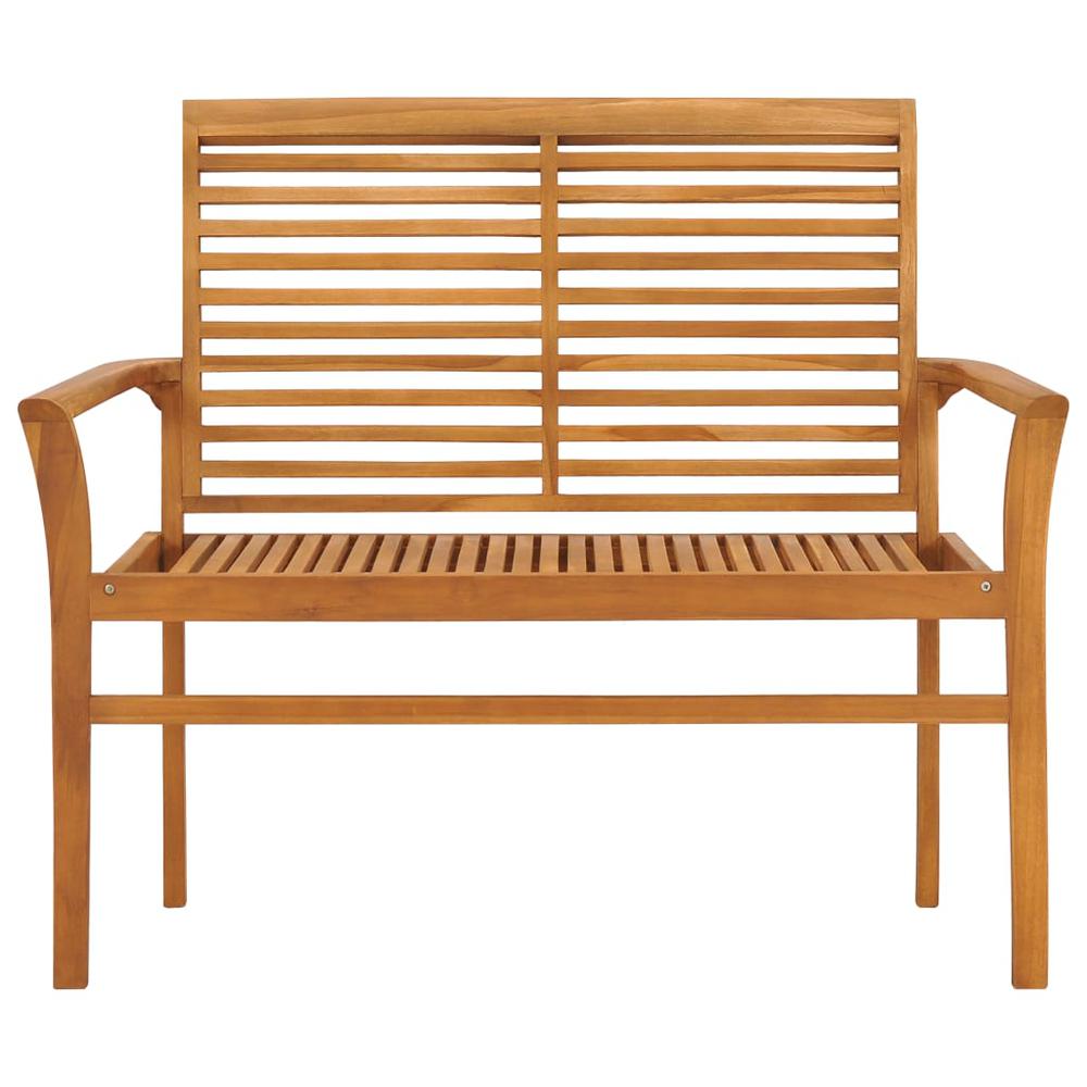 vidaXL Patio Bench with Cream Cushion 44.1" Solid Teak Wood. Picture 3