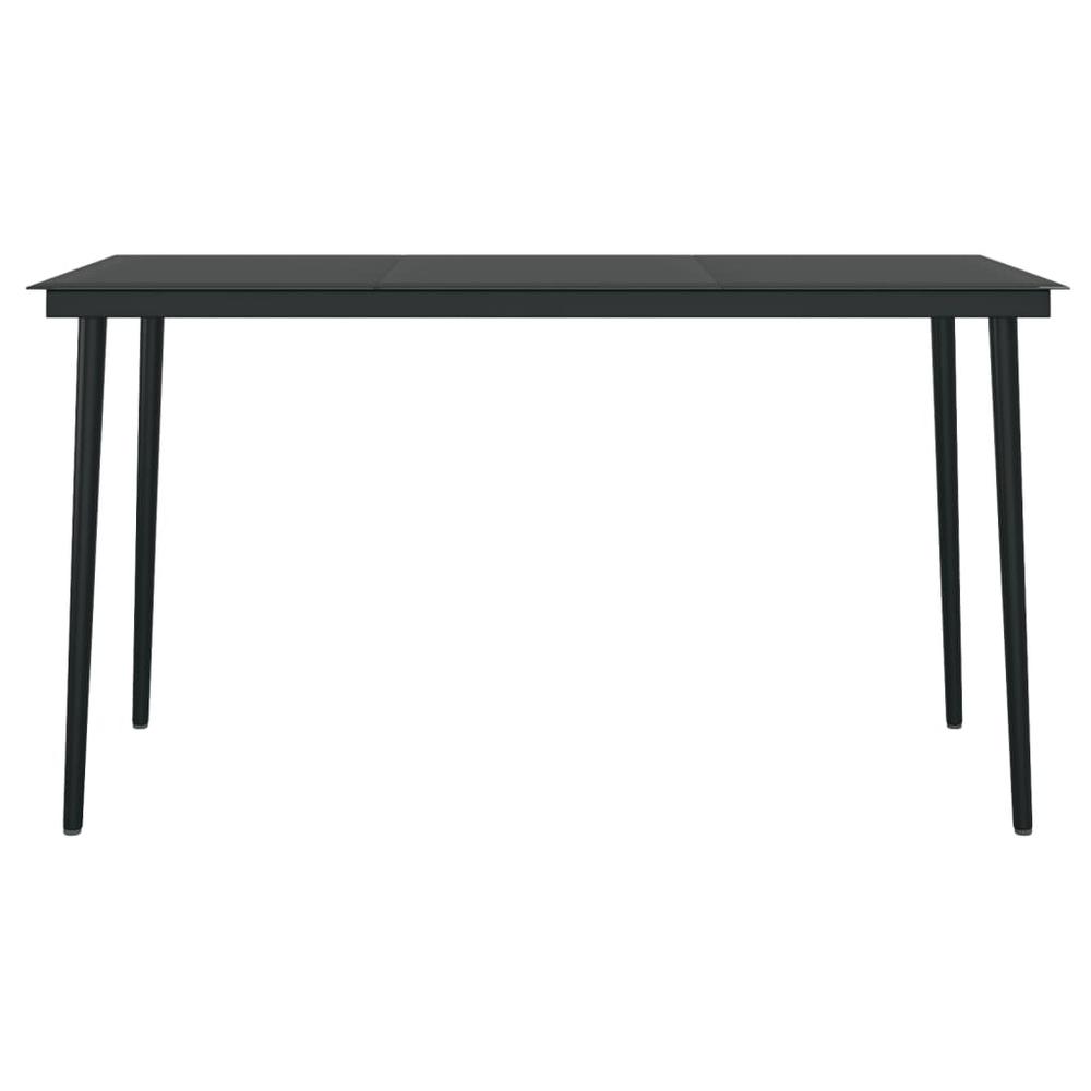 vidaXL Patio Dining Table Black 55.1"x27.6"x29.1" Steel and Glass, 318750. Picture 3