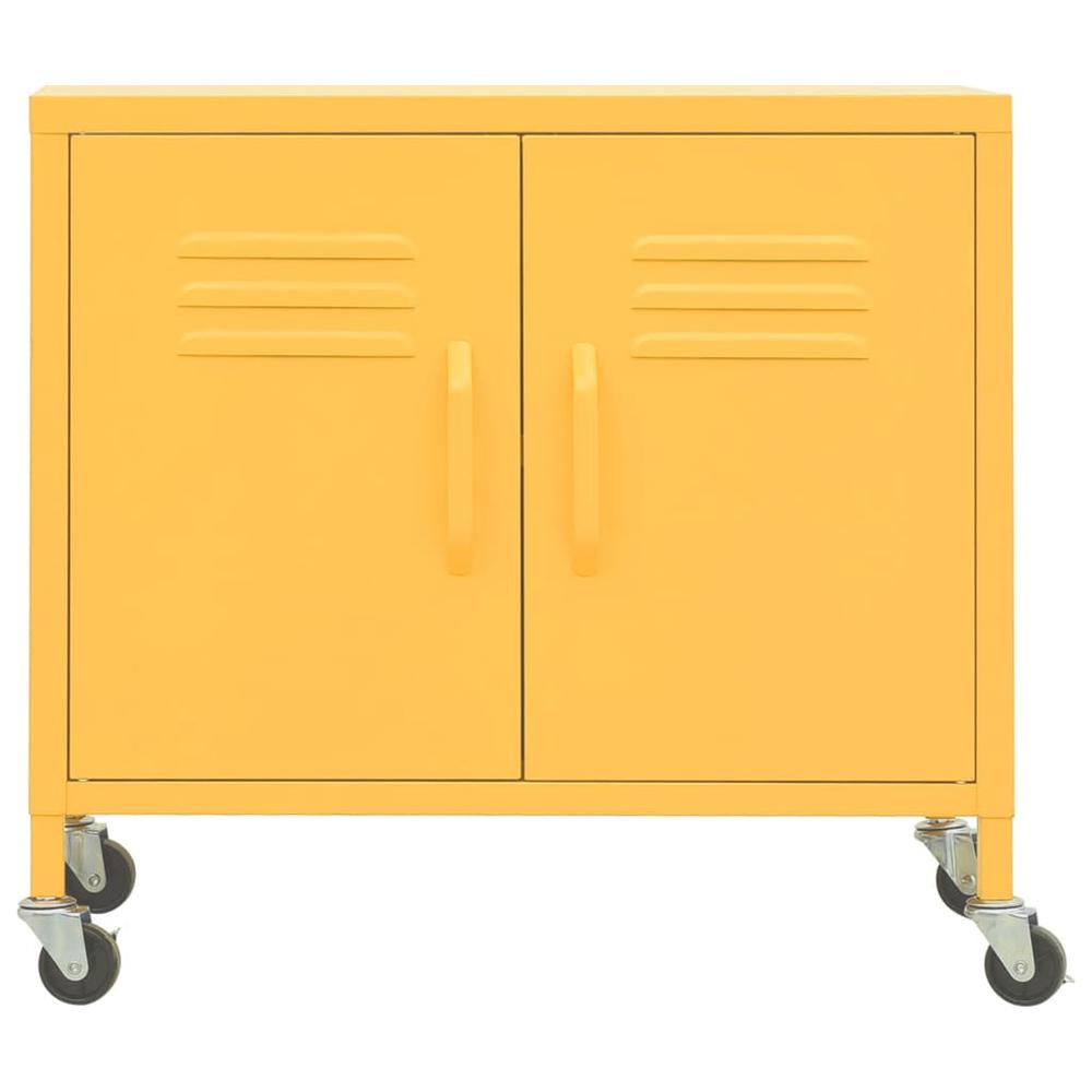 vidaXL Storage Cabinet Mustard Yellow 23.6"x13.8"x22" Steel. Picture 3