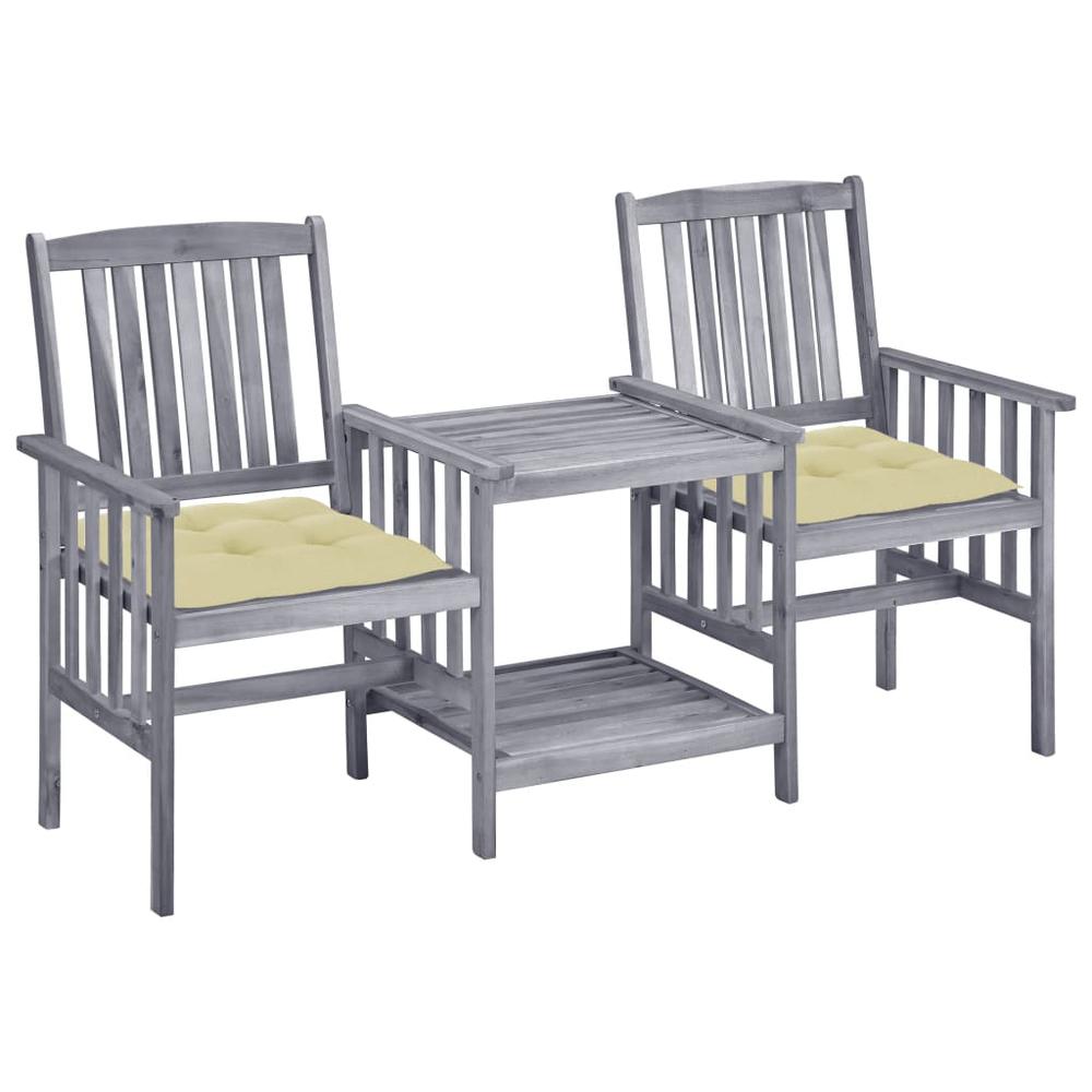 vidaXL Patio Chairs with Tea Table and Cushions Solid Acacia Wood, 3061319. Picture 1