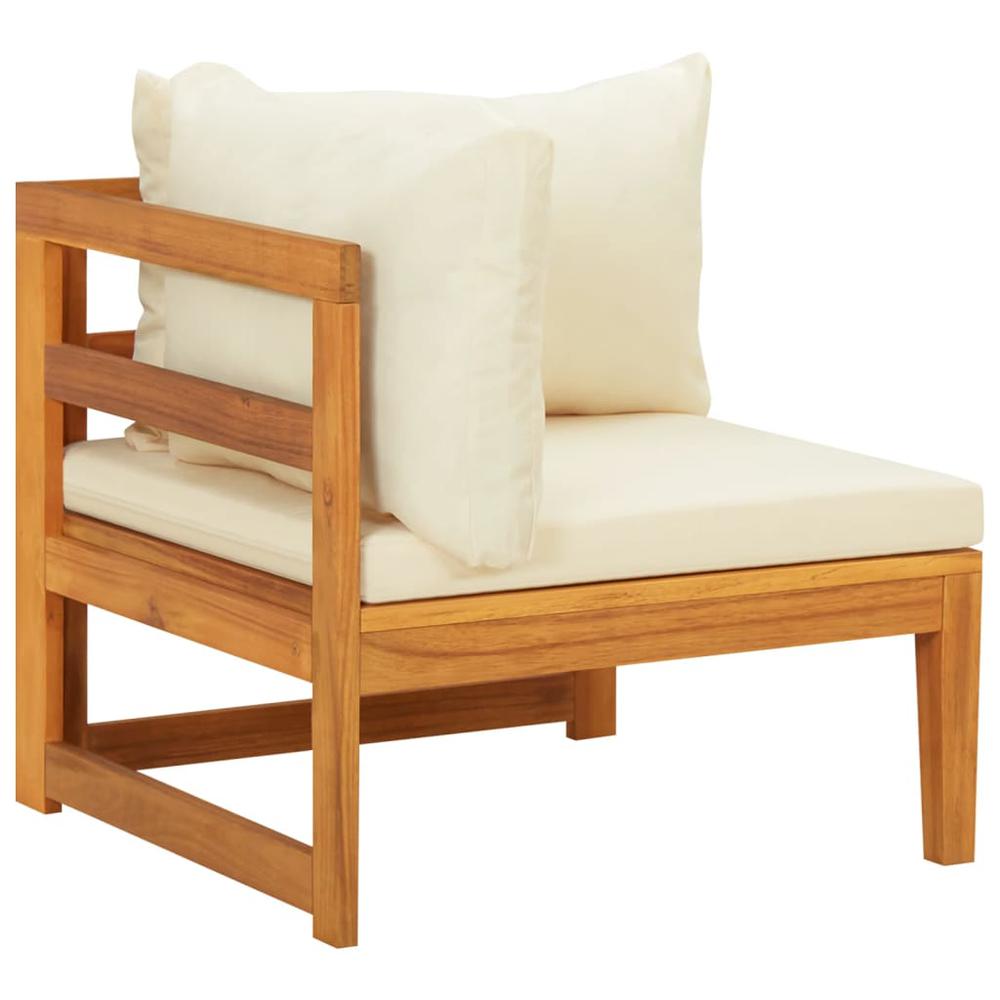 vidaXL Corner Sofa with Cream White Cushions Solid Acacia Wood. Picture 3