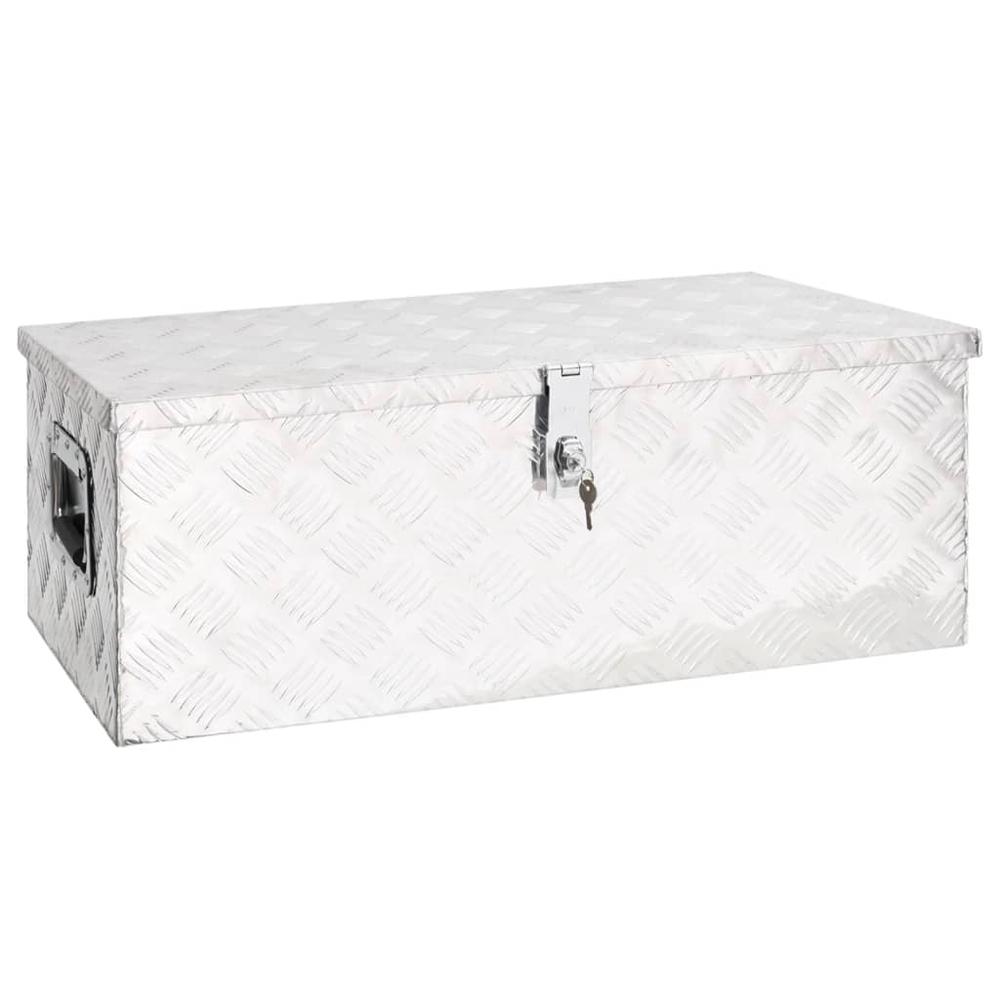 vidaXL Storage Box Silver 31.5"x15.4"x11.8" Aluminum. Picture 1