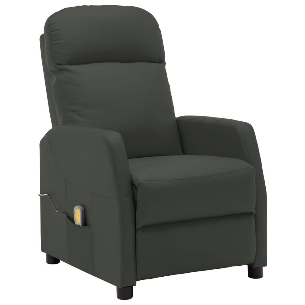 vidaXL Massage Reclining Chair Anthracite Faux Leather, 321362. Picture 1