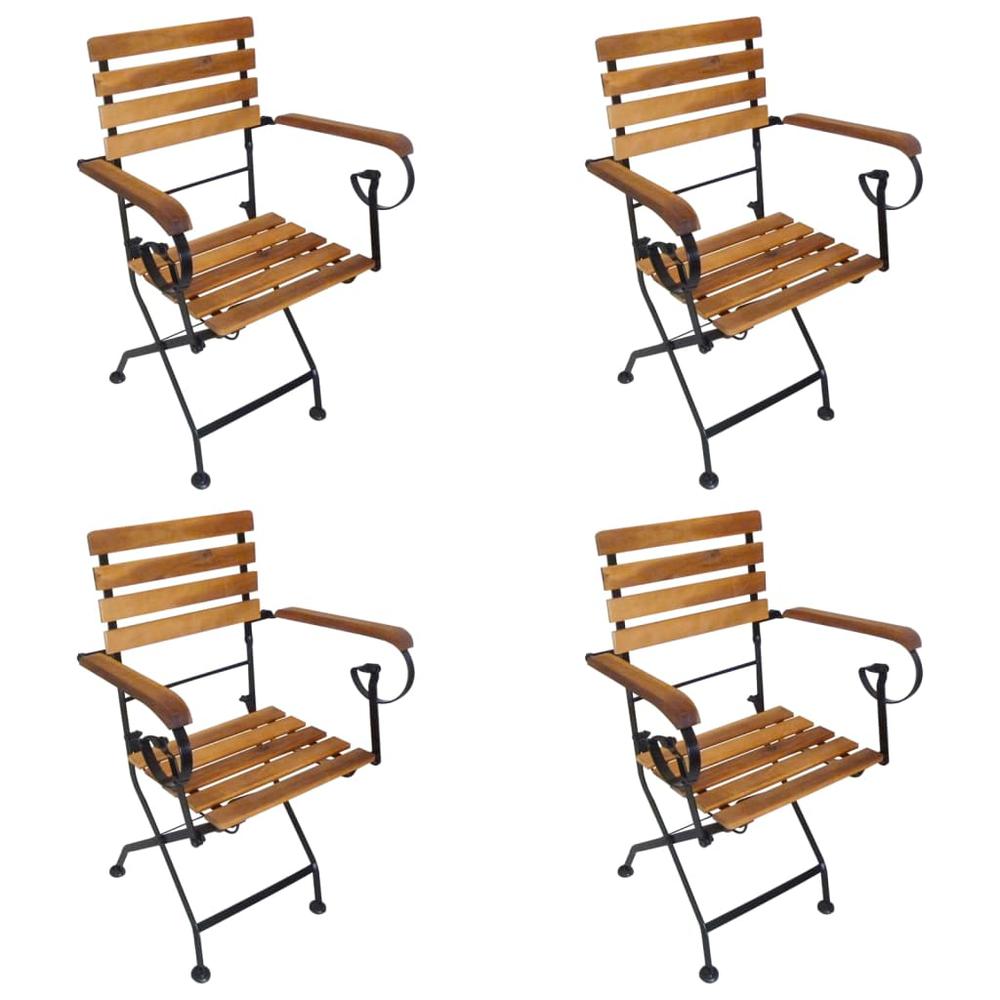 vidaXL Folding Patio Chairs 4 pcs Steel and Solid Wood Acacia. Picture 1
