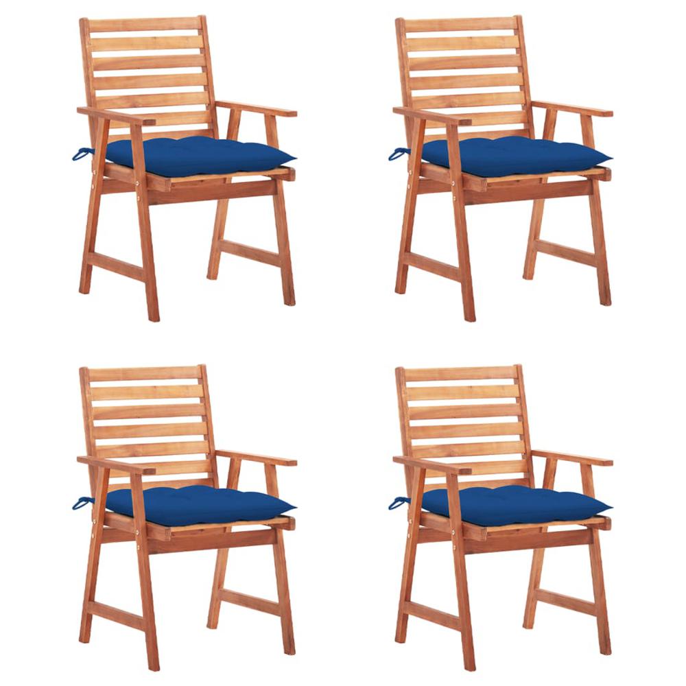 vidaXL Patio Dining Chairs 4 pcs with Cushions Solid Acacia Wood, 3078345. Picture 1