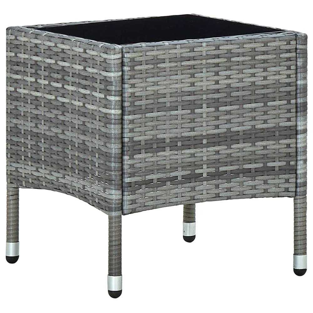 vidaXL Patio Table Gray 15.7"x15.7"x17.7" Poly Rattan. Picture 1