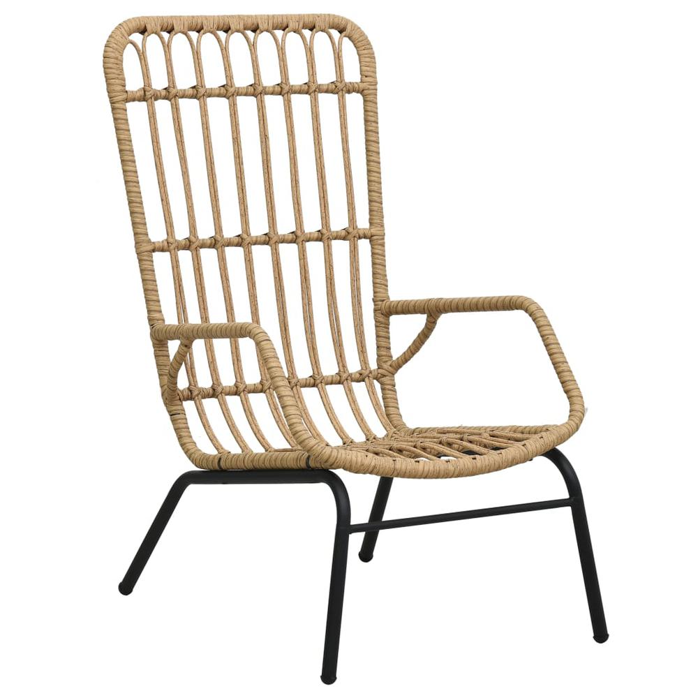 vidaXL Patio Chair Poly Rattan Light Brown. Picture 1