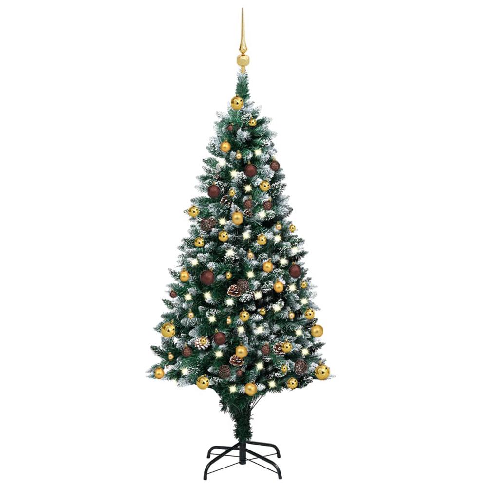 vidaXL Artificial Christmas Tree with LEDs&Ball Set&Pinecones 59.1". Picture 1