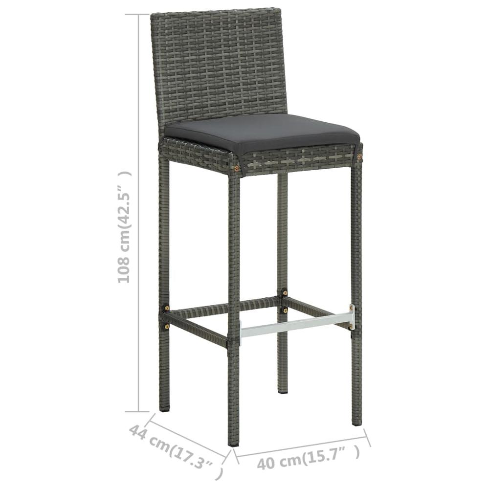 vidaXL 5 Piece Patio Bar Set with Cushions Poly Rattan Gray, 3064831. Picture 12