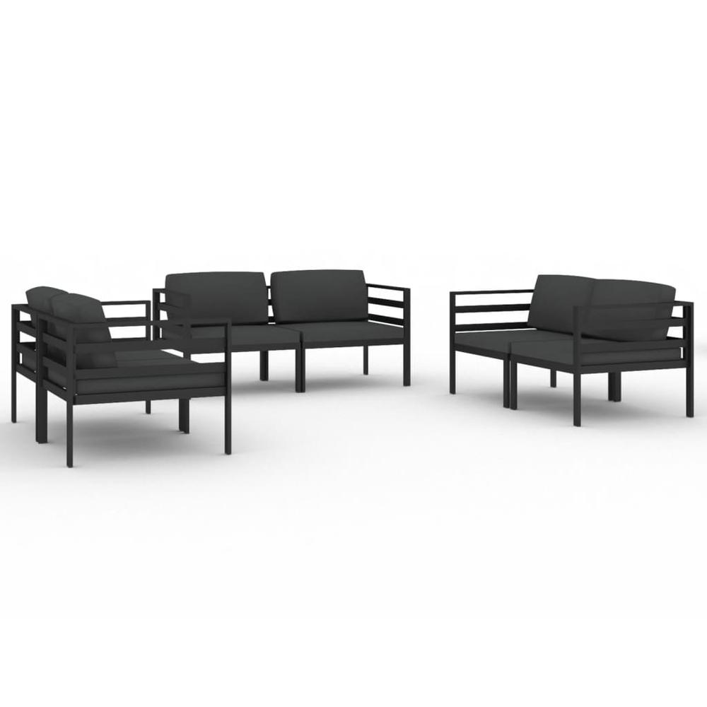 vidaXL 6 Piece Patio Lounge Set with Cushions Aluminum Anthracite, 3107800. Picture 2