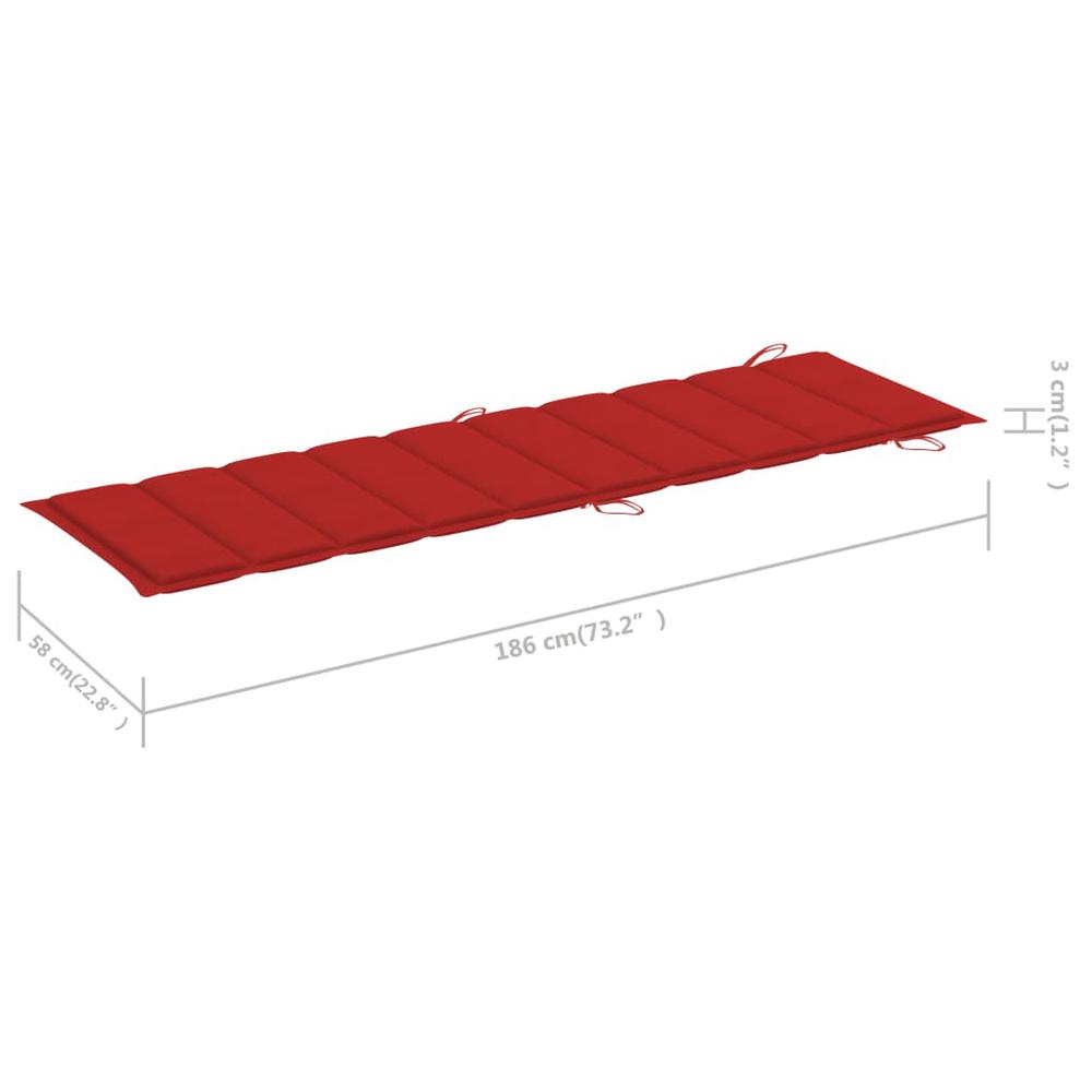 vidaXL Sun Lounger Cushion Red 73.2"x22.8"x1.2". Picture 11