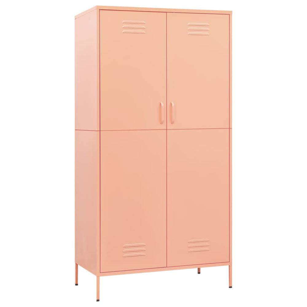 vidaXL Wardrobe Pink 35.4"x19.7"x70.9" Steel. Picture 2