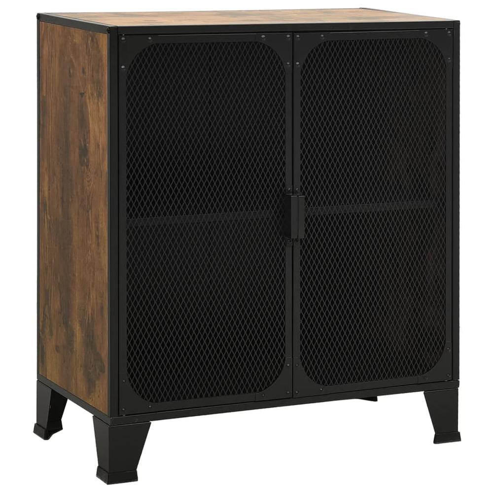vidaXL Storage Cabinets 2 pcs Rustic Brown 28.3"x14.2"x32.3" Metal and MDF, 3095969. Picture 3