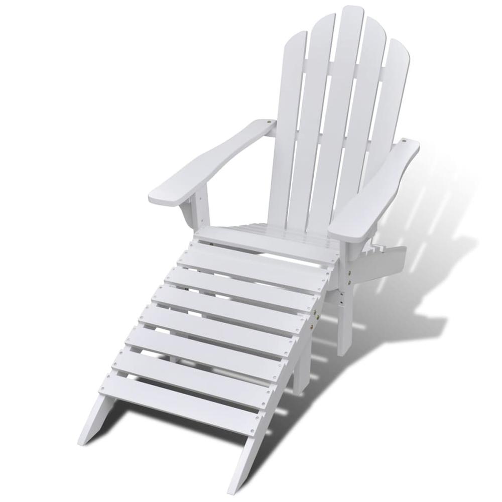vidaXL Garden Chair with Ottoman Wood White, 40859. Picture 3