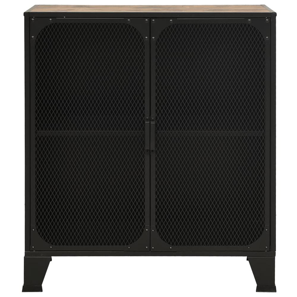 vidaXL Storage Cabinet Rustic Brown 28.3"x14.2"x32.3" Metal and MDF, 335907. Picture 3