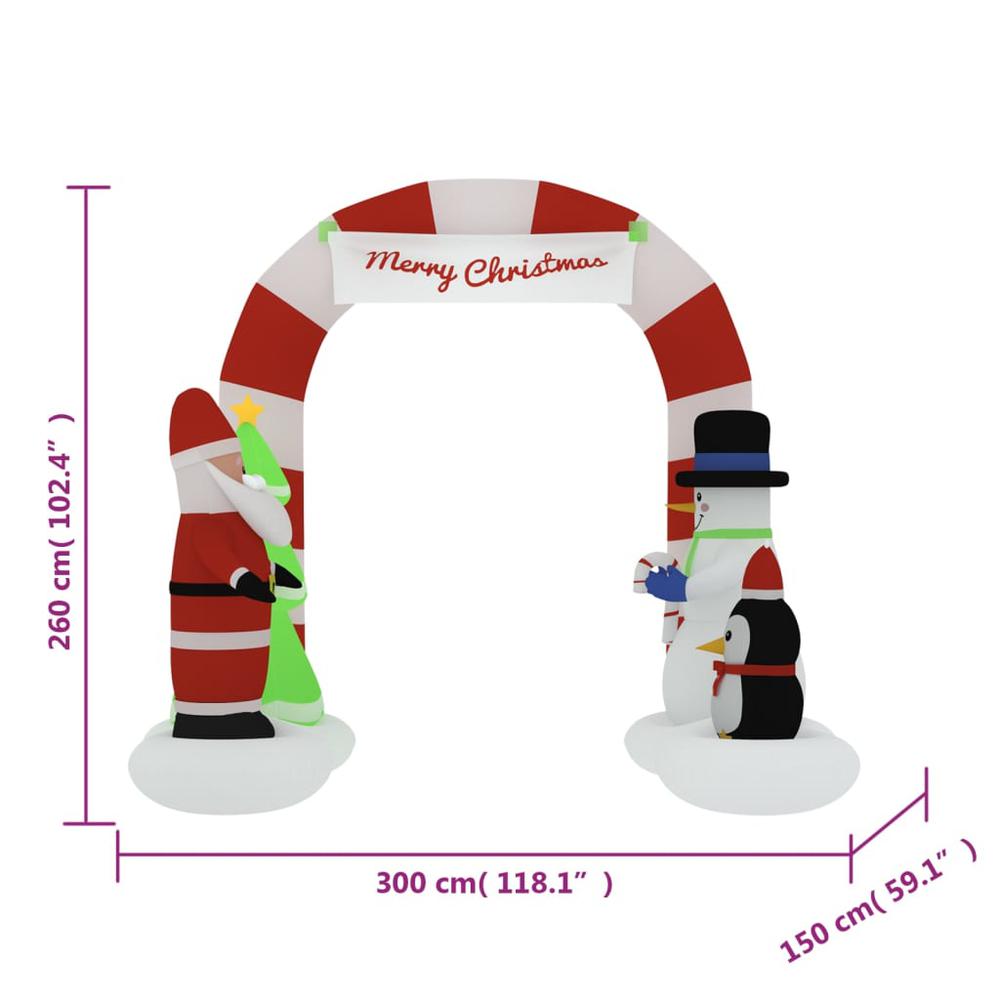 vidaXL Christmas Inflatable Santa & Snowman Arch Gate LED 102.4". Picture 12