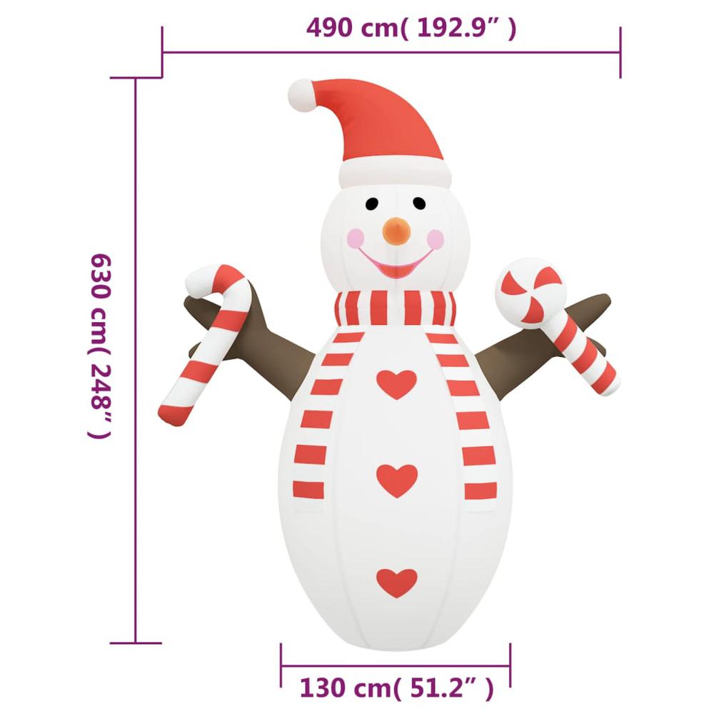 vidaXL Christmas Inflatable Snowman with LEDs 248". Picture 12