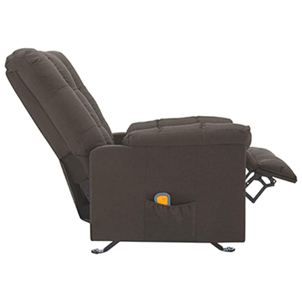 vidaXL Massage Reclining Chair Taupe Fabric. Picture 4