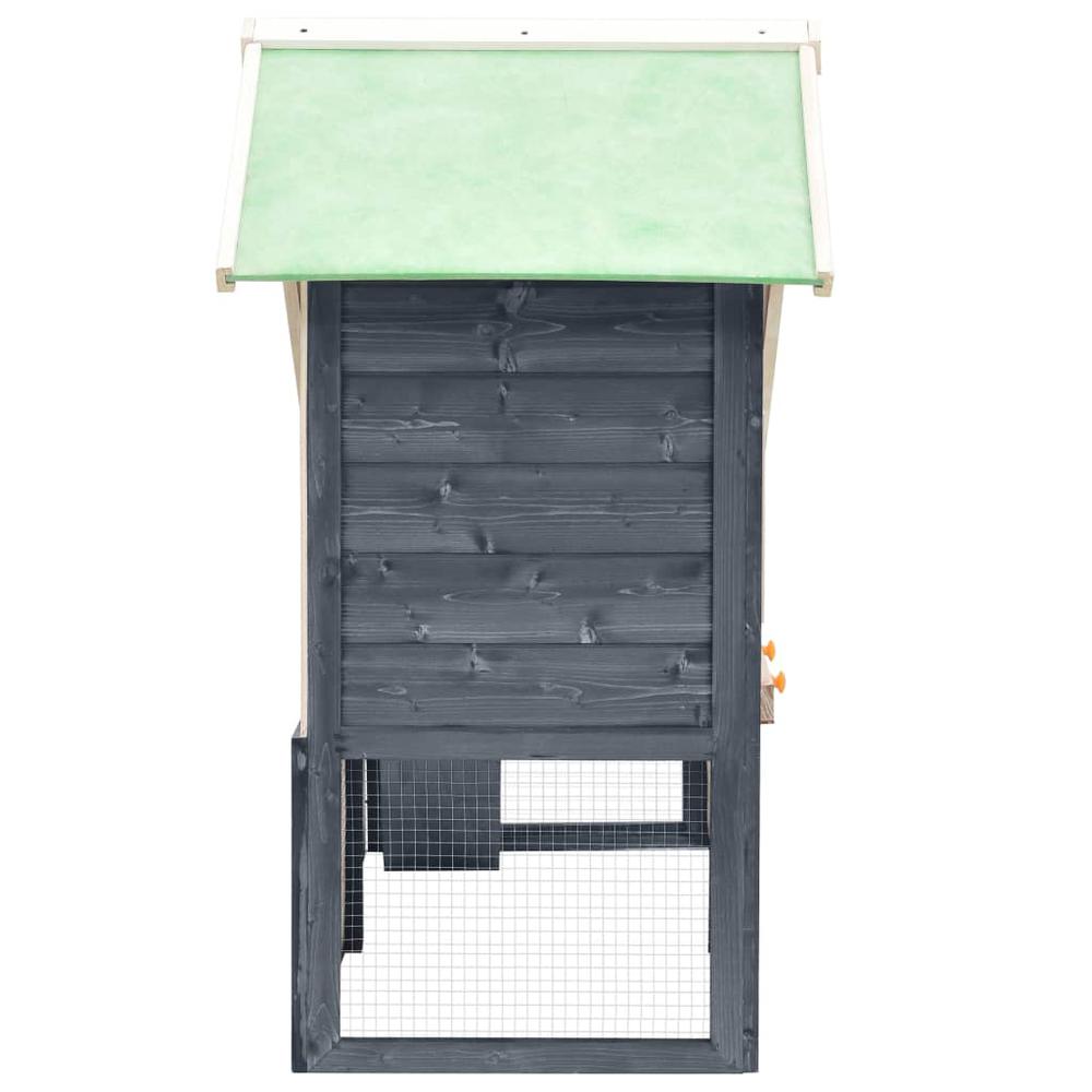 vidaXL Rabbit Hutch Gray and White 55.1"x24.8"x47.2" Solid Firwood. Picture 4