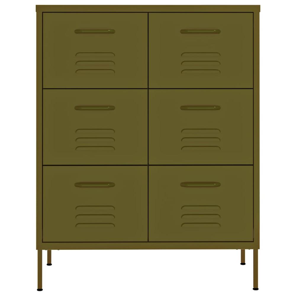 vidaXL Drawer Cabinet Olive Green 31.5"x13.8"x40" Steel. Picture 3