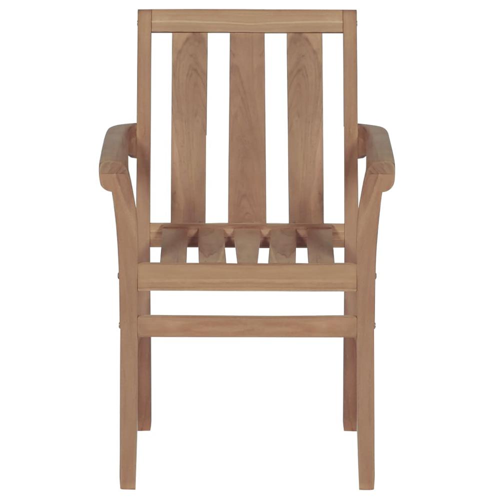 vidaXL Stackable Patio Chairs 4 pcs Solid Teak Wood. Picture 3
