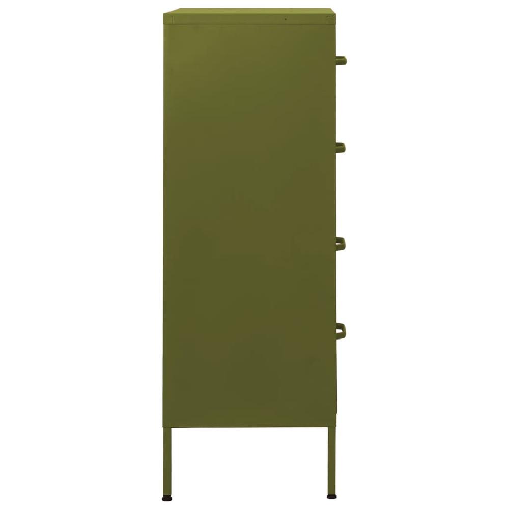 vidaXL Chest of Drawers Olive Green 31.5"x13.8"x40" Steel. Picture 4