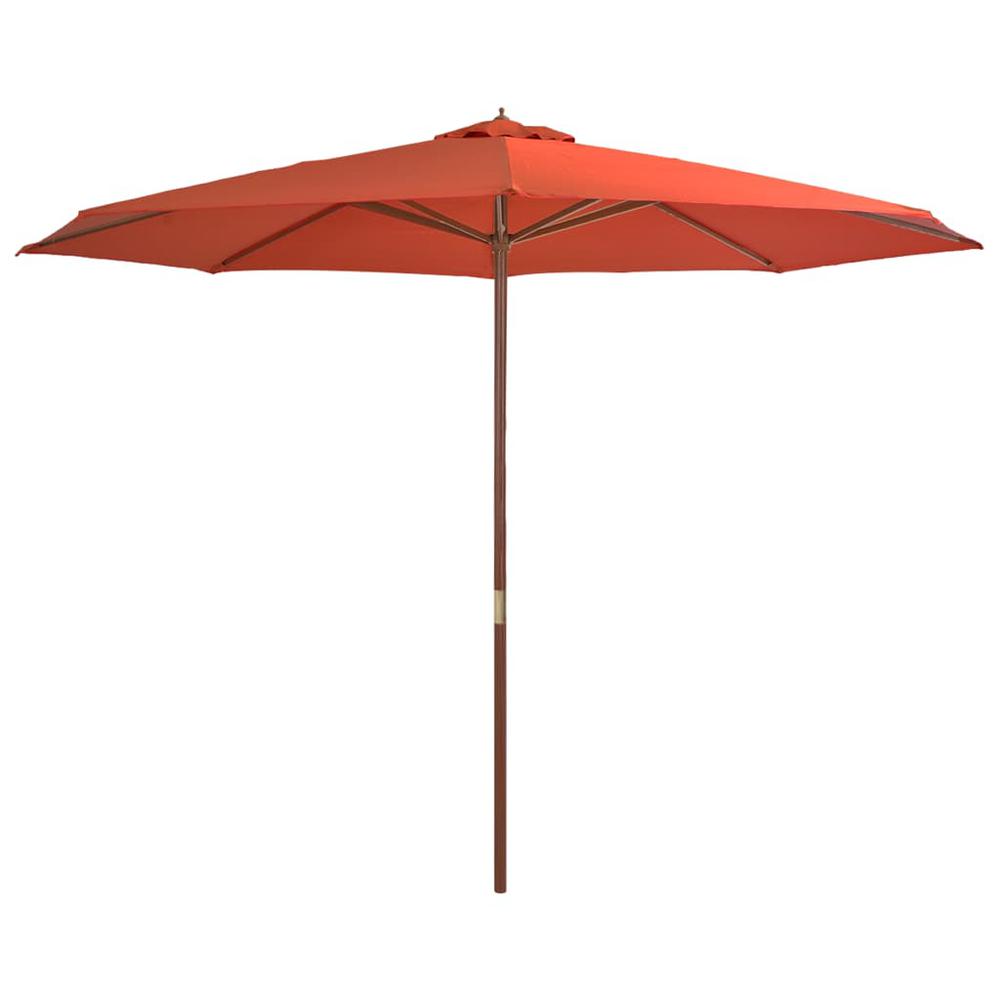 vidaXL Outdoor Parasol with Wooden Pole 137.8" Terracotta. Picture 1