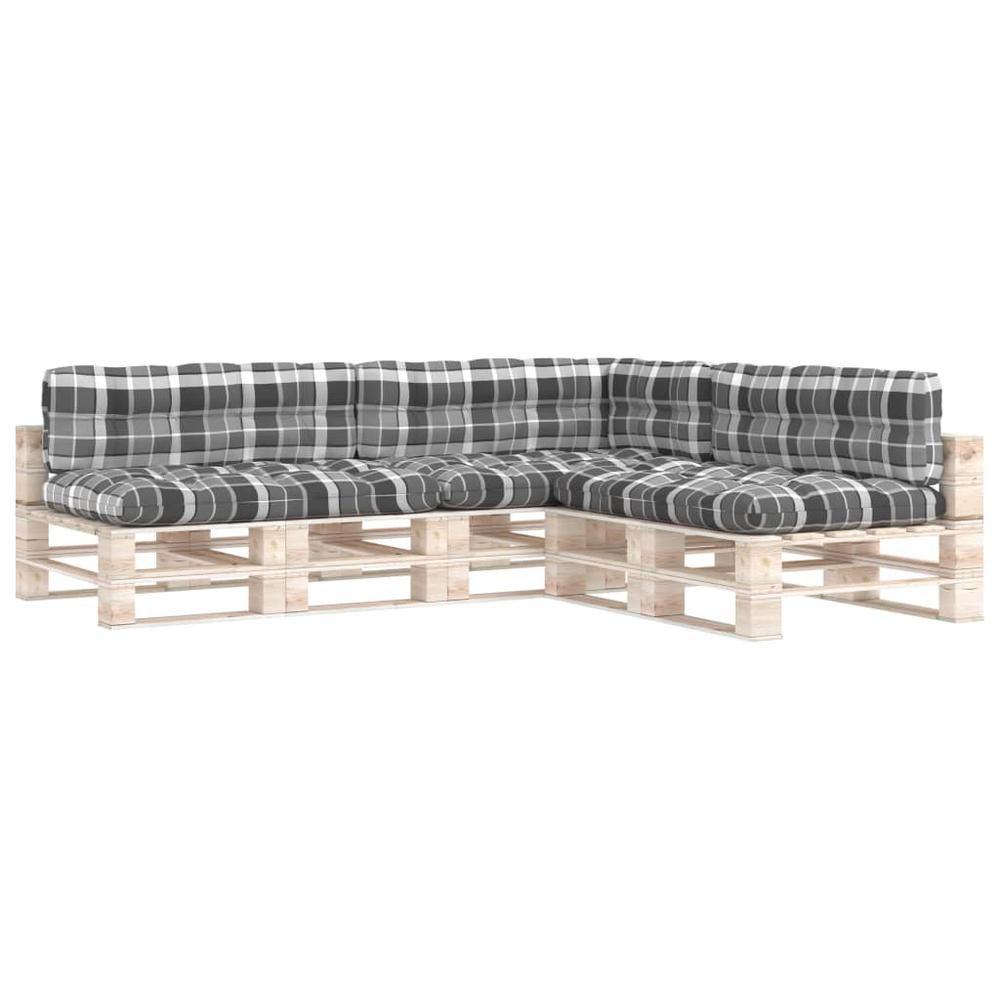 vidaXL Pallet Sofa Cushions 7 pcs Gray Check Pattern. Picture 2