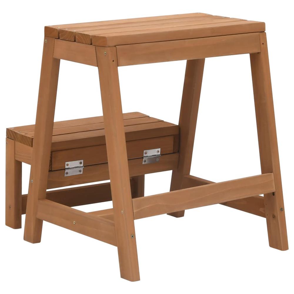vidaXL Foldable Step Stool Solid Firwood. Picture 4