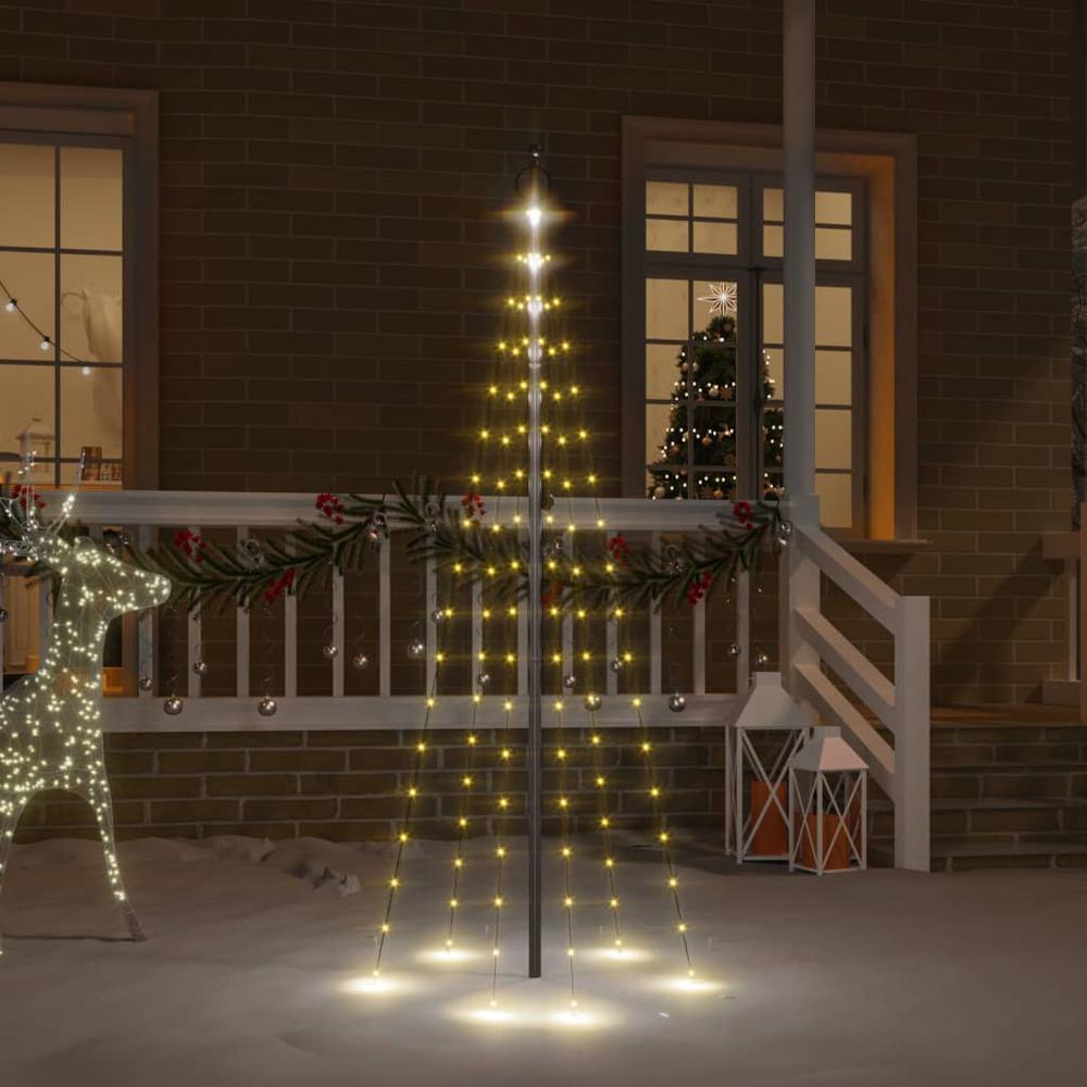 vidaXL Christmas Tree on Flagpole Warm White 108 LEDs 70.9". Picture 1