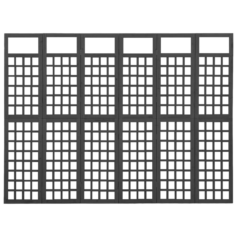 vidaXL 6-Panel Room Divider/Trellis Solid Fir Wood Black 95.5"x70.9". Picture 3