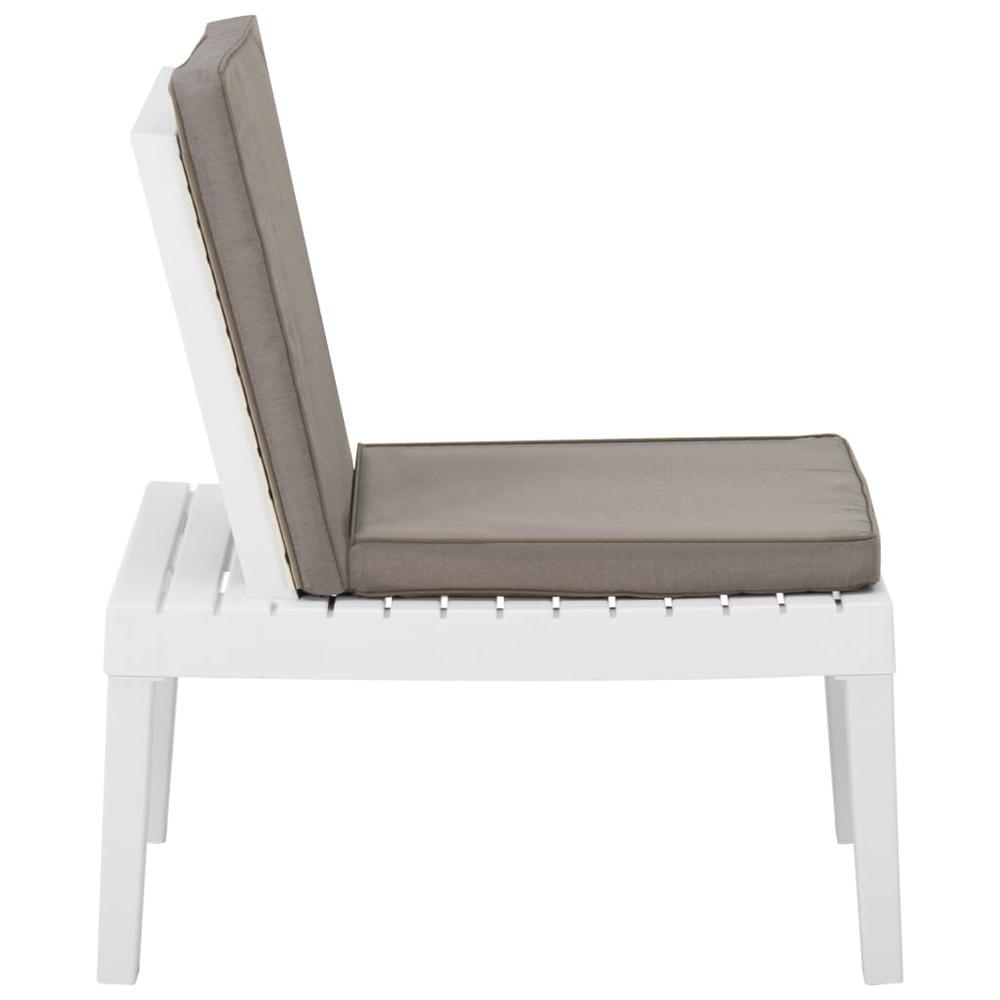 vidaXL Patio Lounge Chair with Cushion Plastic White. Picture 3